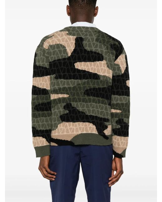Valentino Garavani Green Toile Iconographe-Print Cardigan for men