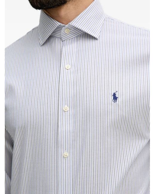 Polo Ralph Lauren Gray Striped-Pattern Shirt for men