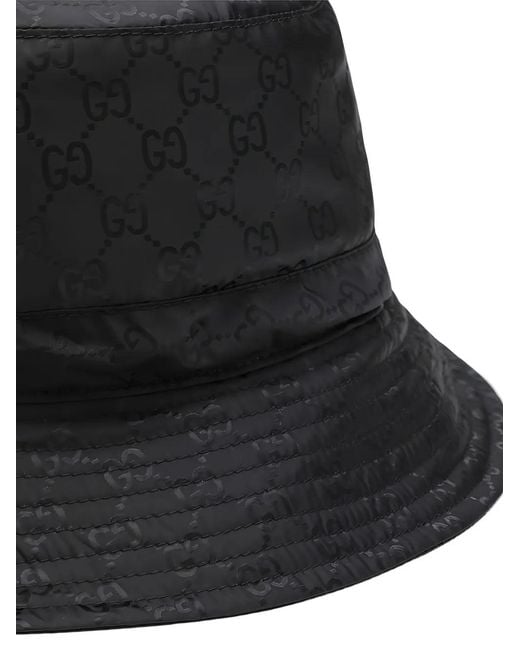 Gucci Black Reversible Gg Monogram Buckle Hat