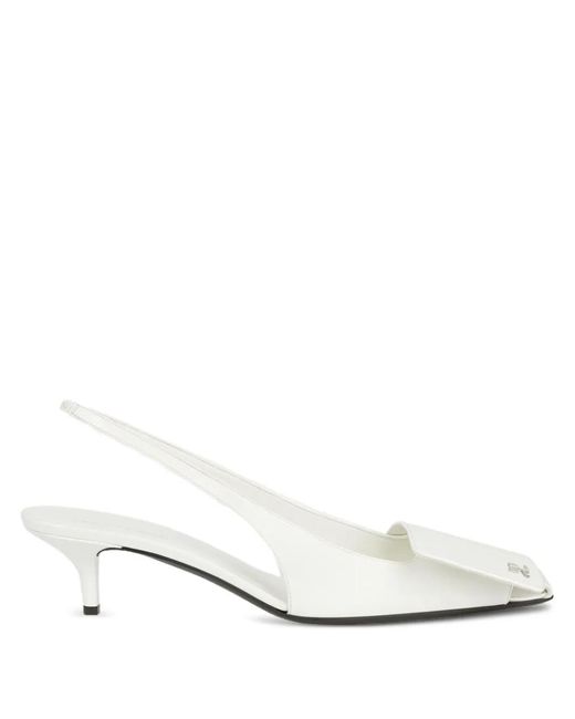 Courreges White 45Mm Logo-Plaque Slingback Pumps