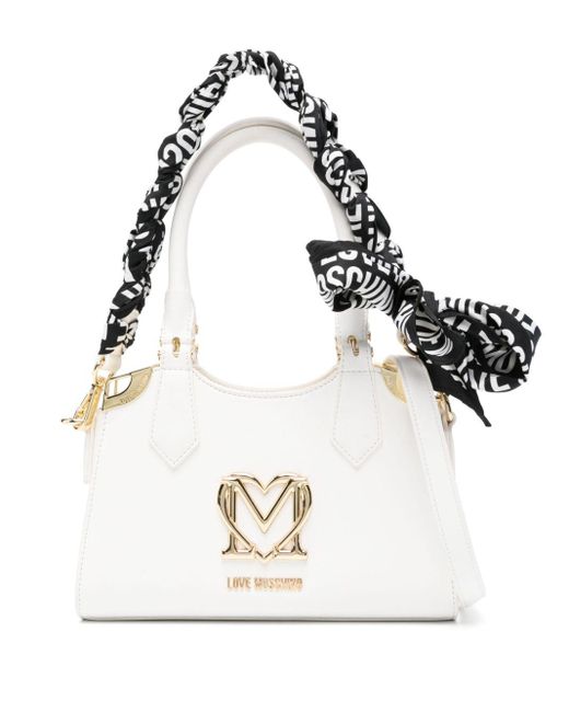 Love Moschino White Logo-plaque Tote Bag