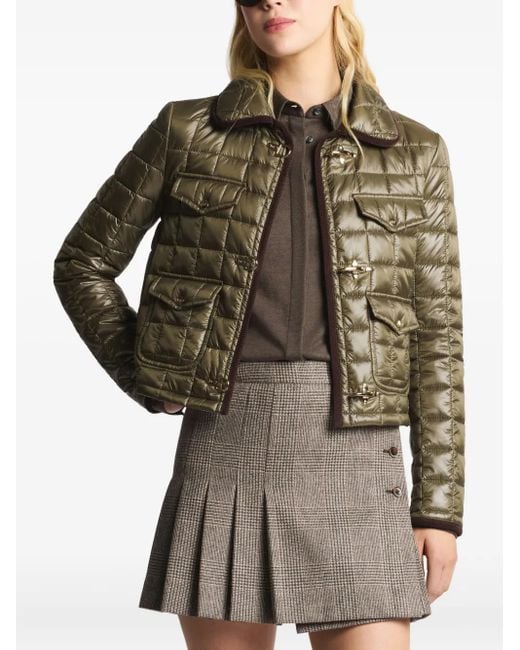Fay Green Quilted Cropped Jacket