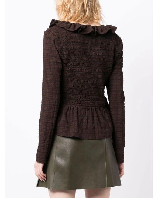 Ganni Gesmockte Blouse in het Black