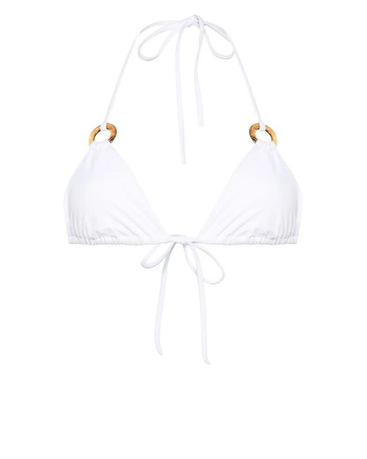 DSquared² White Ring-Detail Triangle Bikini Top