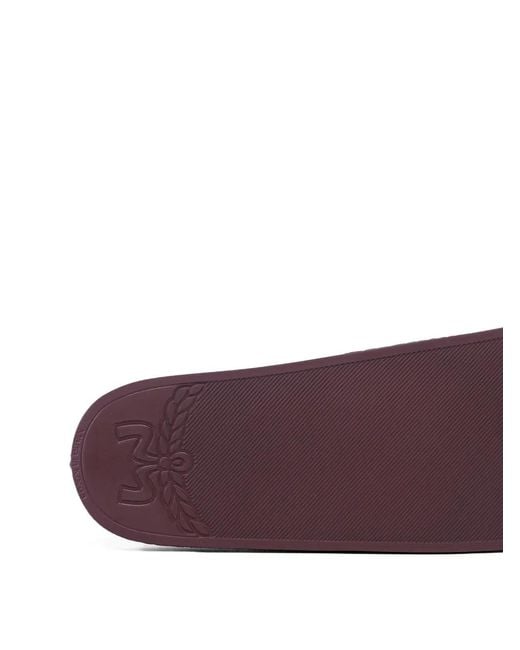 MCM Purple Monogram-Print Slides