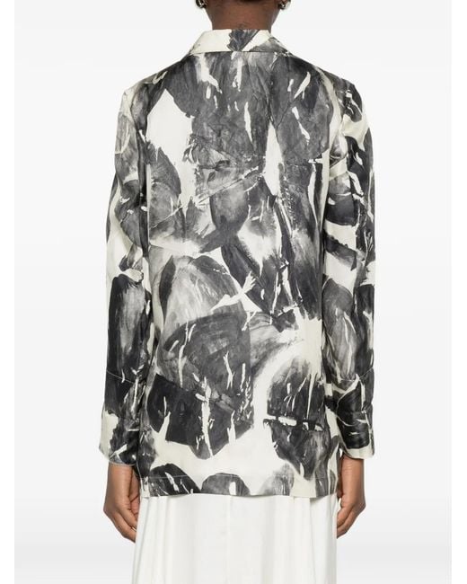Alysi White Monopetto Floral Single-Breasted Jacket