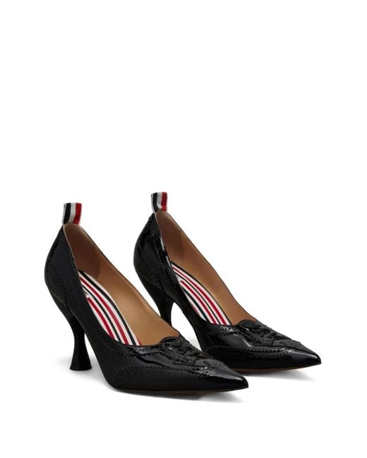 Thom Browne Black Soft Patent Wingtip Pumps 90Mm