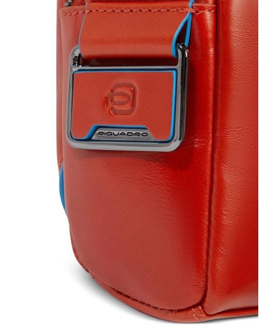 Piquadro Red Personalizable Leather Crossbody Bag