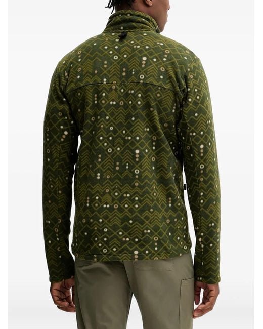Haglöfs Green Mora Button-Down Patterned Sweatshirt for men