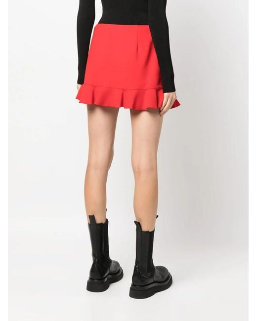 DSquared² Red Zip-Detail Ruffled Mini Skirt