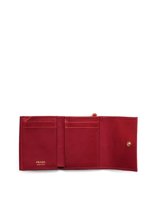 Prada Red Logo-Plaque Leather Wallet