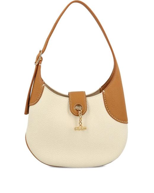 Loro Piana White Hammered Calfskin Toggle-Fastening Bag