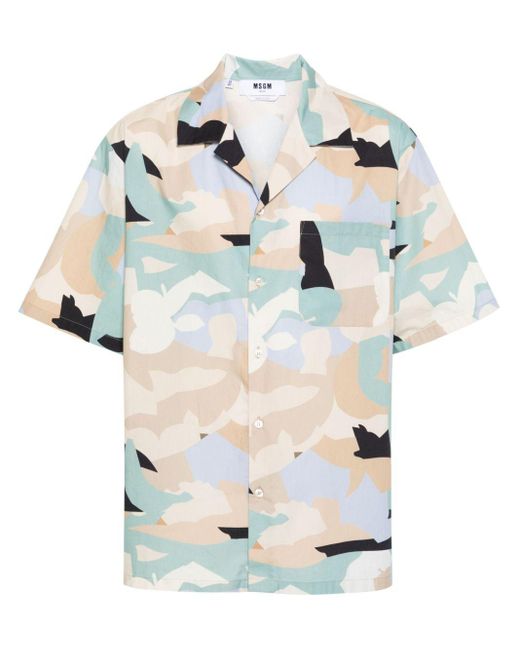 Camicia con stampa camouflage di MSGM in Gray da Uomo