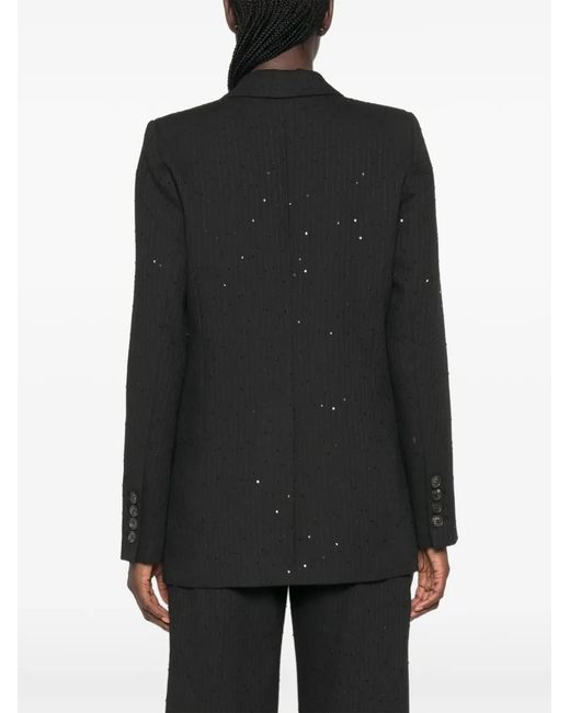 ERMANNO FIRENZE Black Sequin-Embellished Pinstripe Balzer