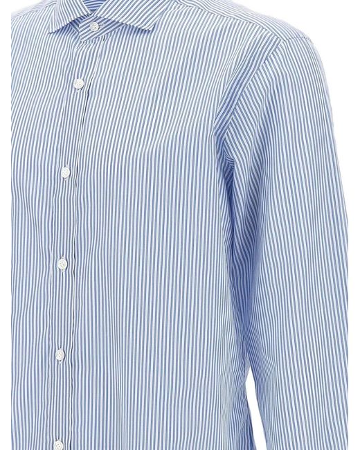 Barba Napoli Blue Striped Shirt for men