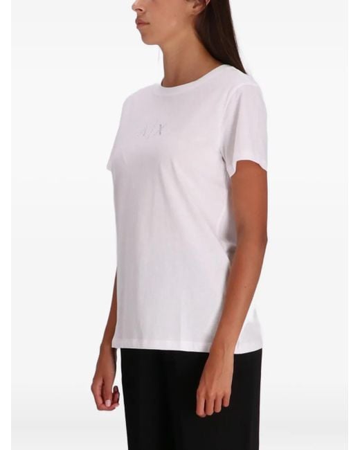 ARMANI EXCHANGE White Logo-Embroidered Cotton T-Shirt