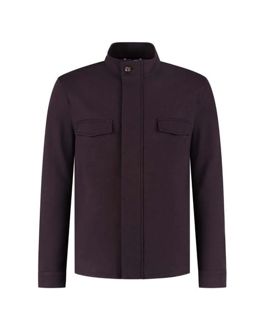 Marco Pescarolo Blue High-Neck Chest-Flap Jacket for men