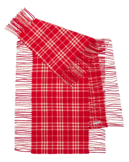 Burberry Red Check-pattern Cashmere Scarf