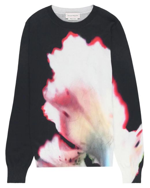 McQueen Pink Solarised Flower-Print Cotton Sweatshirt for men
