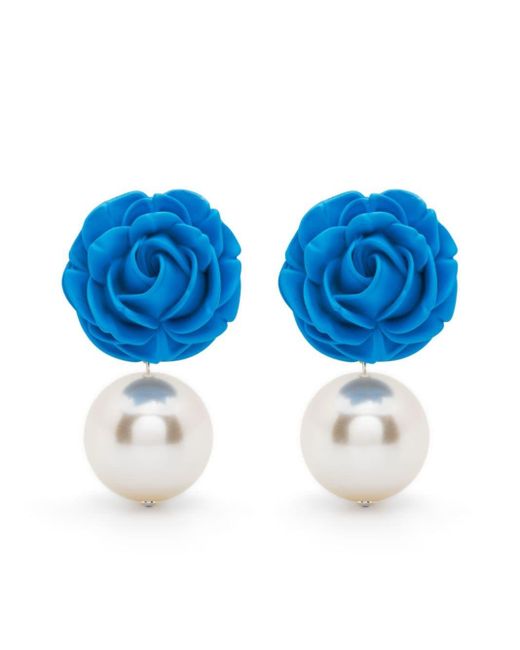 Magda Butrym Blue Rose Faux-pearl Earrings