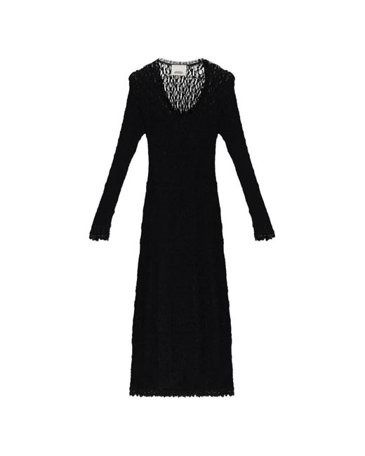 Isabel Marant Black Belsane Lace-Knit Midi Dress