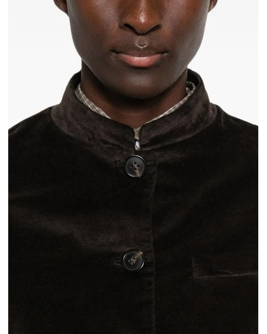 19.61 MILANO Black Velvet Mandarin-Collar Jacket