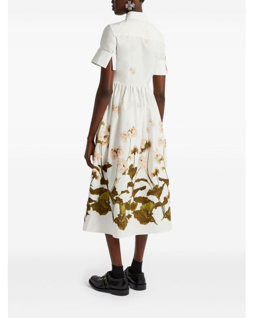 Erdem White Short-Sleeve Midi Dress