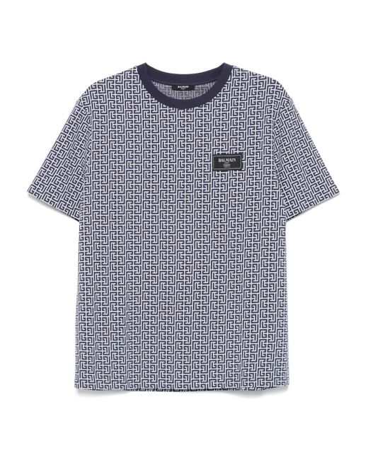 Camiseta PB Labyrinth en jacquard Balmain de hombre de color Blue