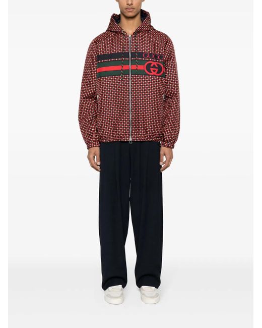 Gucci Red Canvas Geometric Logo Jacket for men