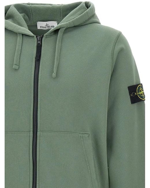 Stone Island Green Compass-Motif Hoodie for men