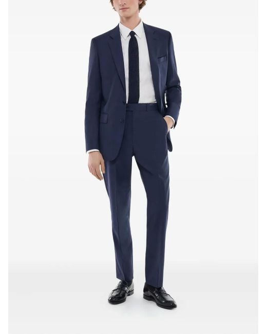 Fursac Blue Two-Button Wool Blazer for men