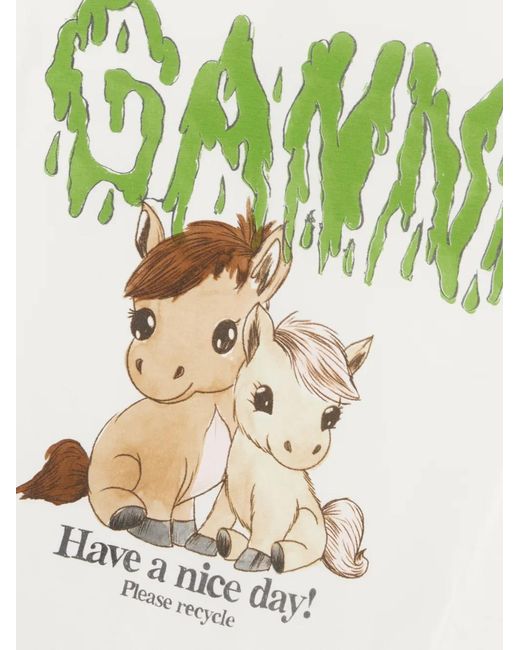 Ganni White Felpe Graphic Print T-Shirt