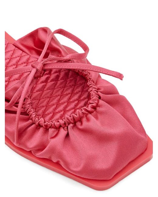 Carlotha Ray Quilted Ties Flat Mules Pink