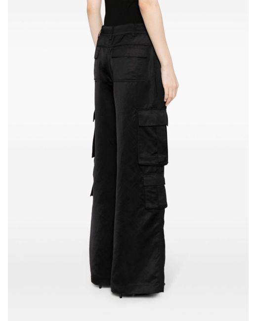 Pantalon cargo en satin à taille haute Self-Portrait en coloris Black