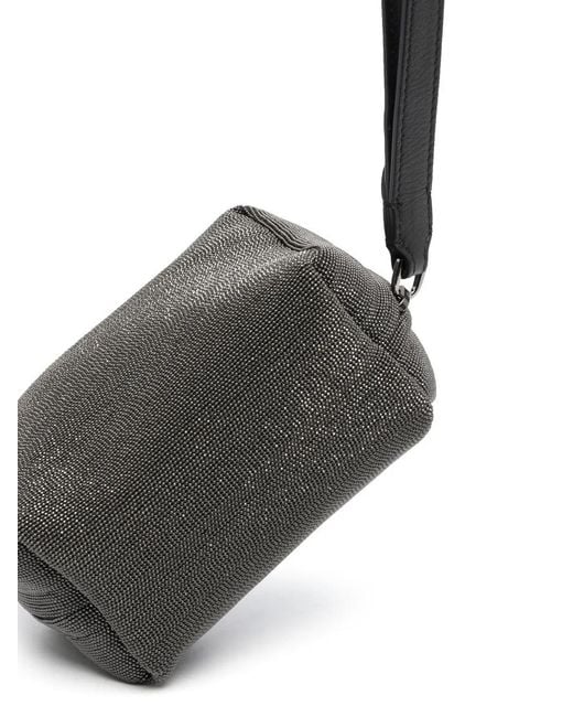 Brunello Cucinelli Gray Precious Monili-Embellished Clutch Bag