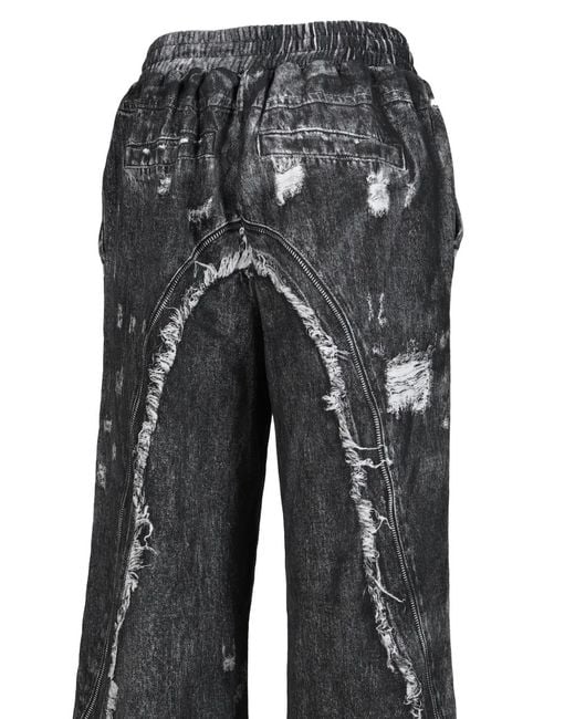 VIVAMUS Gray Denim-Print Track Pants