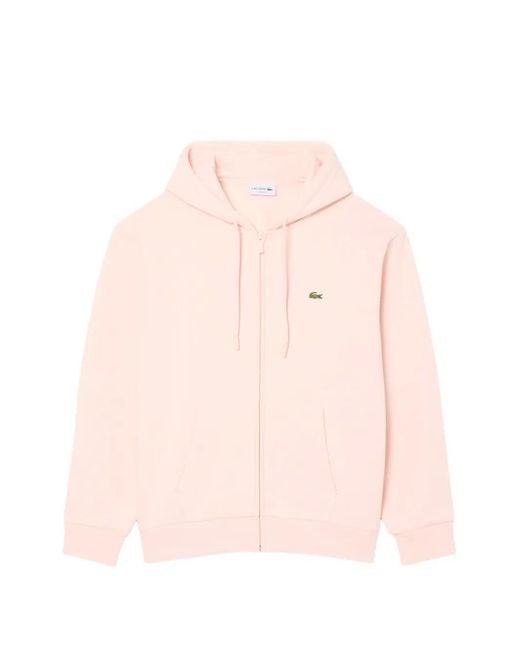 Lacoste Pink Logo-Patch Zip-Up Hoodie for men