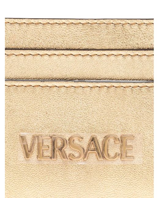 Versace Natural Metallic Logo-Embossed Cardholder