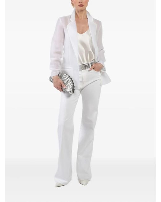 Brandon Maxwell White Pearl Single-Button Sheer Jacket