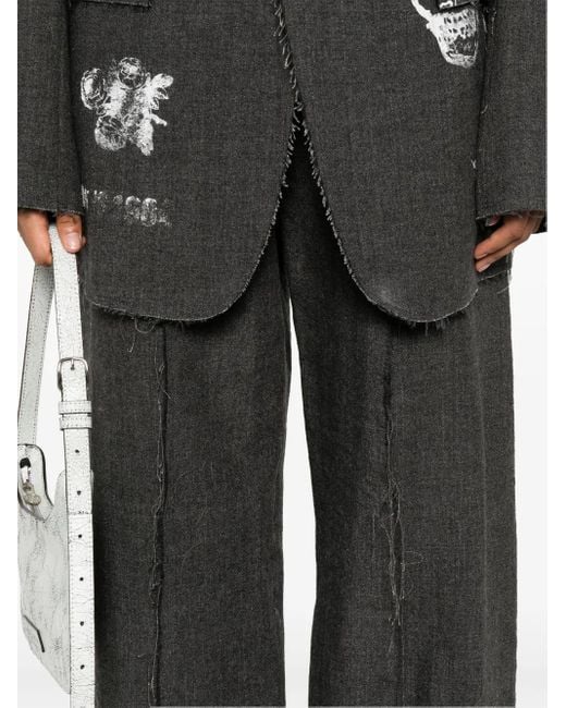 R13 Black Exposed Seams Trousers