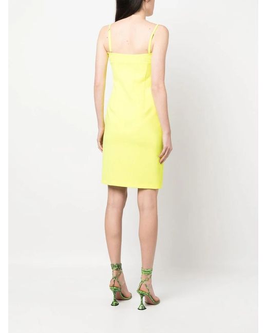 DSquared² Yellow Cut-Out Buckled Minidress