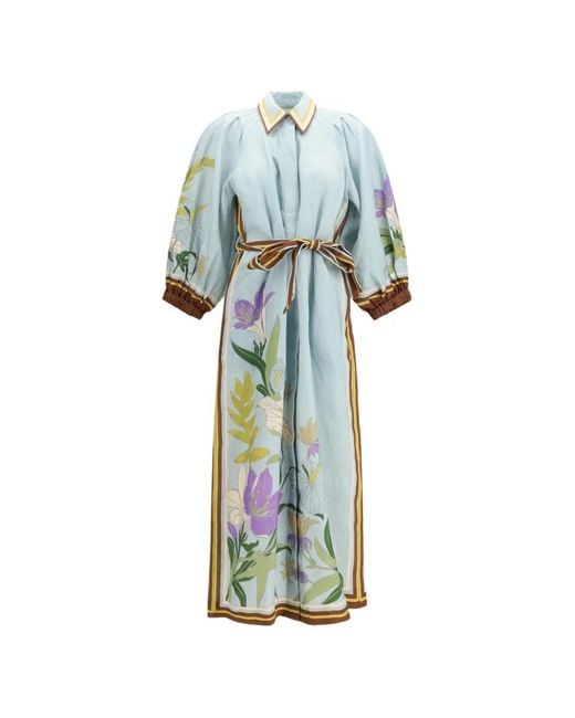 ALÉMAIS White Floral-Print Midi Dress