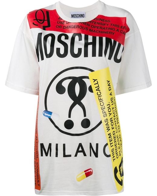 Moschino Multicolor Logo Print Pill Cotton T-shirt