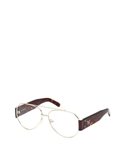 MCM Natural Tortoiseshell-Effect Pilot-Frame Glasses for men