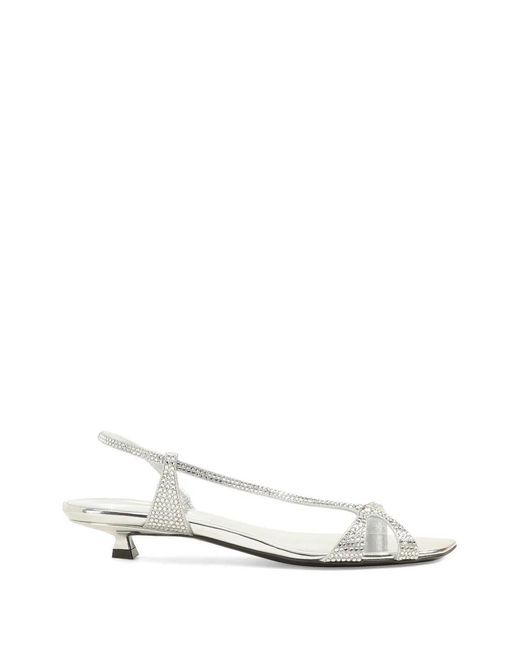 Sergio Rossi White Crystal-Embellished Sandals