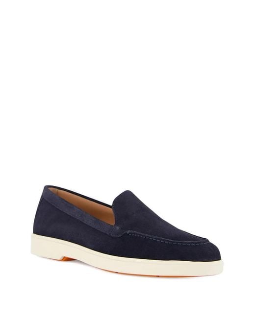 Santoni Blue Suede Loafers