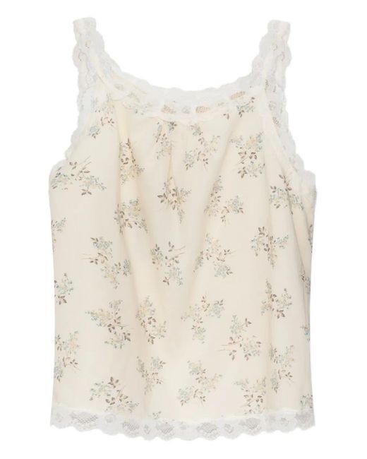 Posse Natural Floral Lace-Trimmed Top