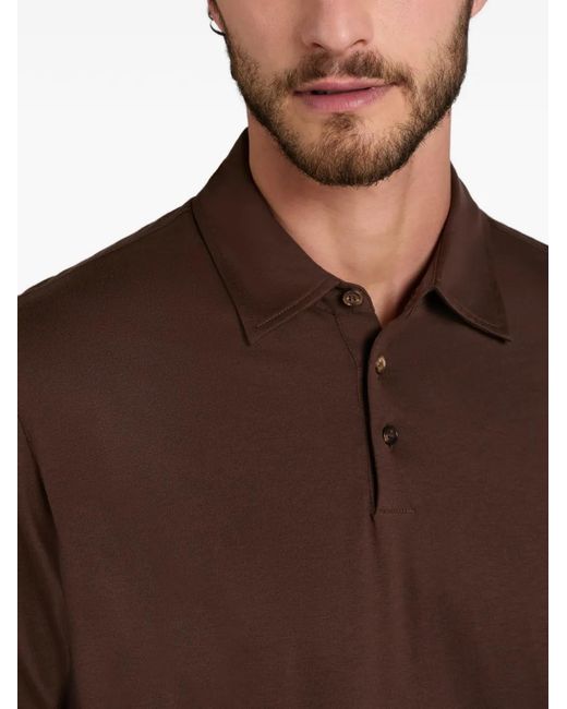Slowear Brown Button Jersey Polo Shirt for men