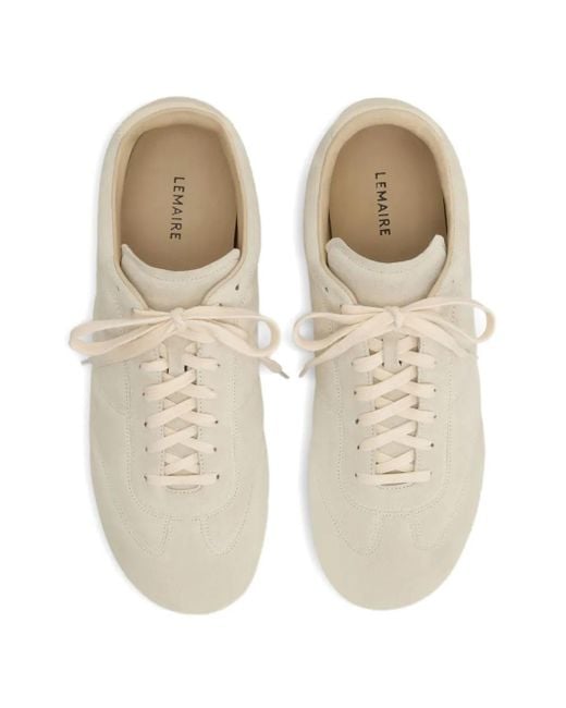 Lemaire White Quilted Suede Sneakers