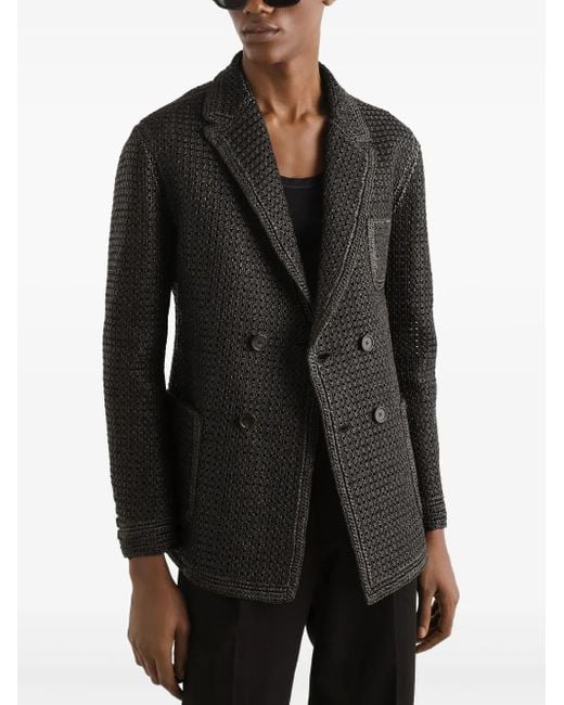 メンズ Dolce & Gabbana ラフィア ダブルジャケット Black